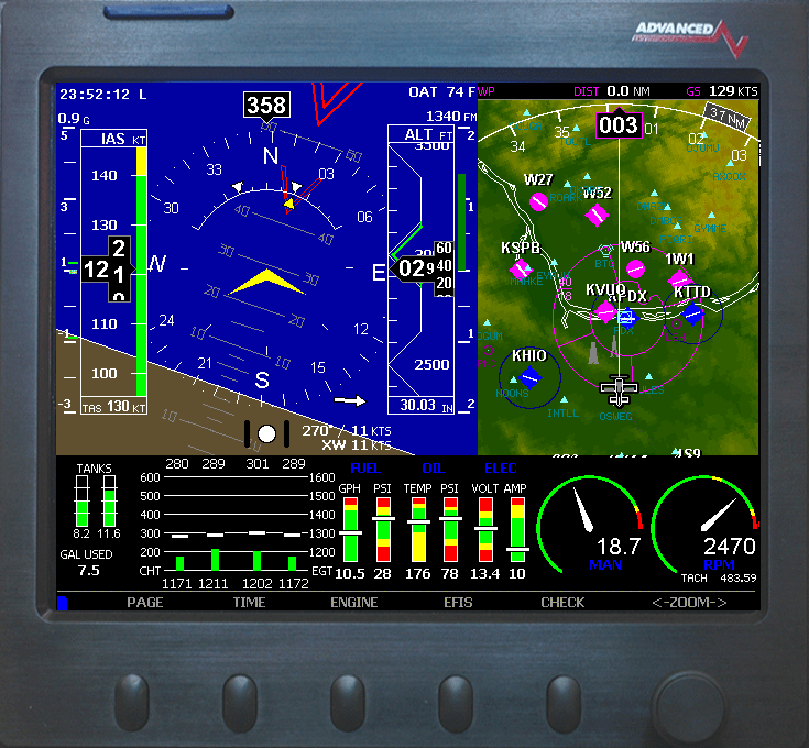 Ecran EFIS/carte/moteur