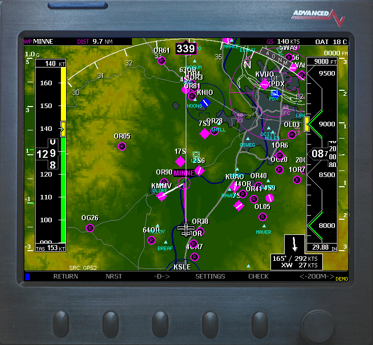 Ecran carte/moteur/air data